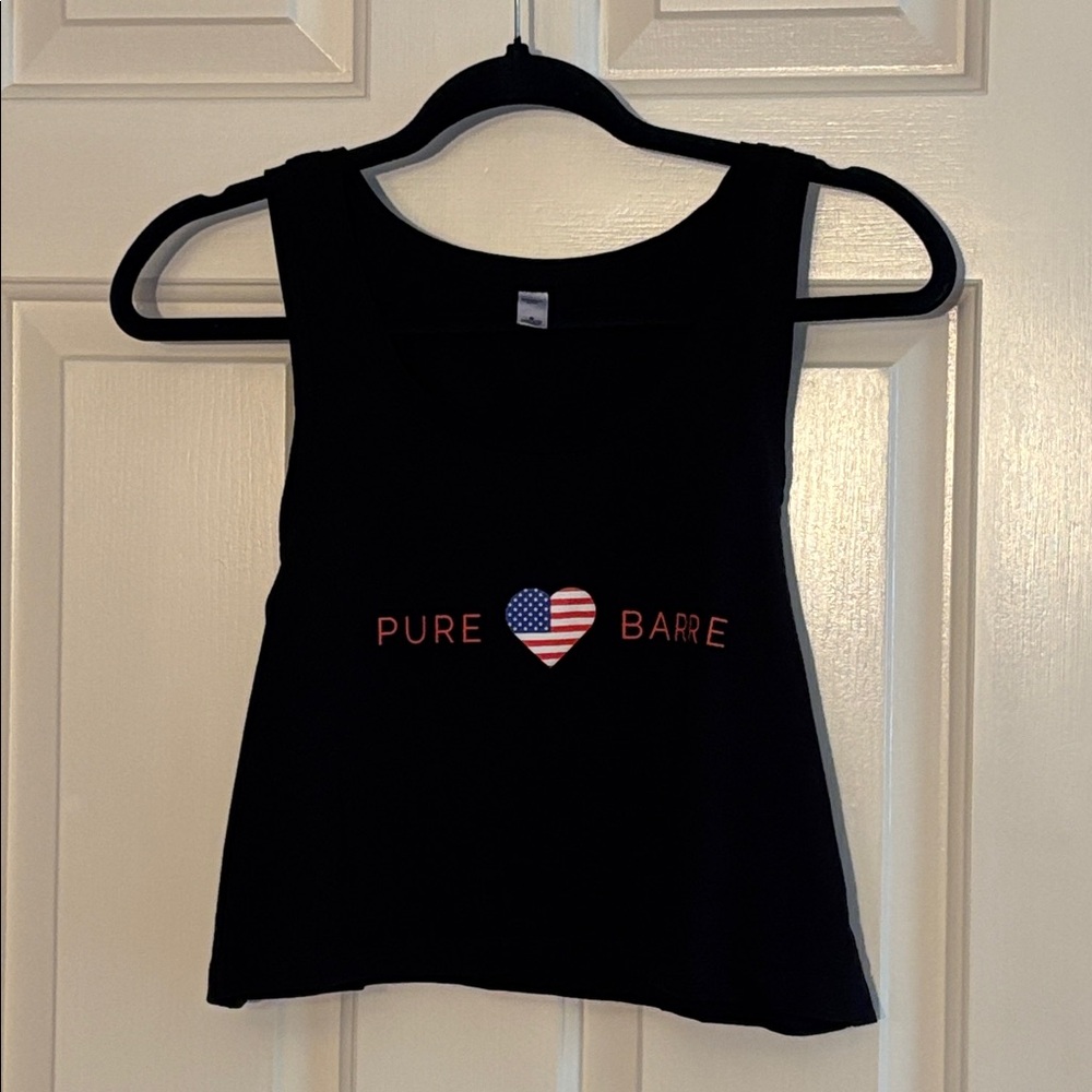 Black Pure Barre Tank Top with American Heart Graphic